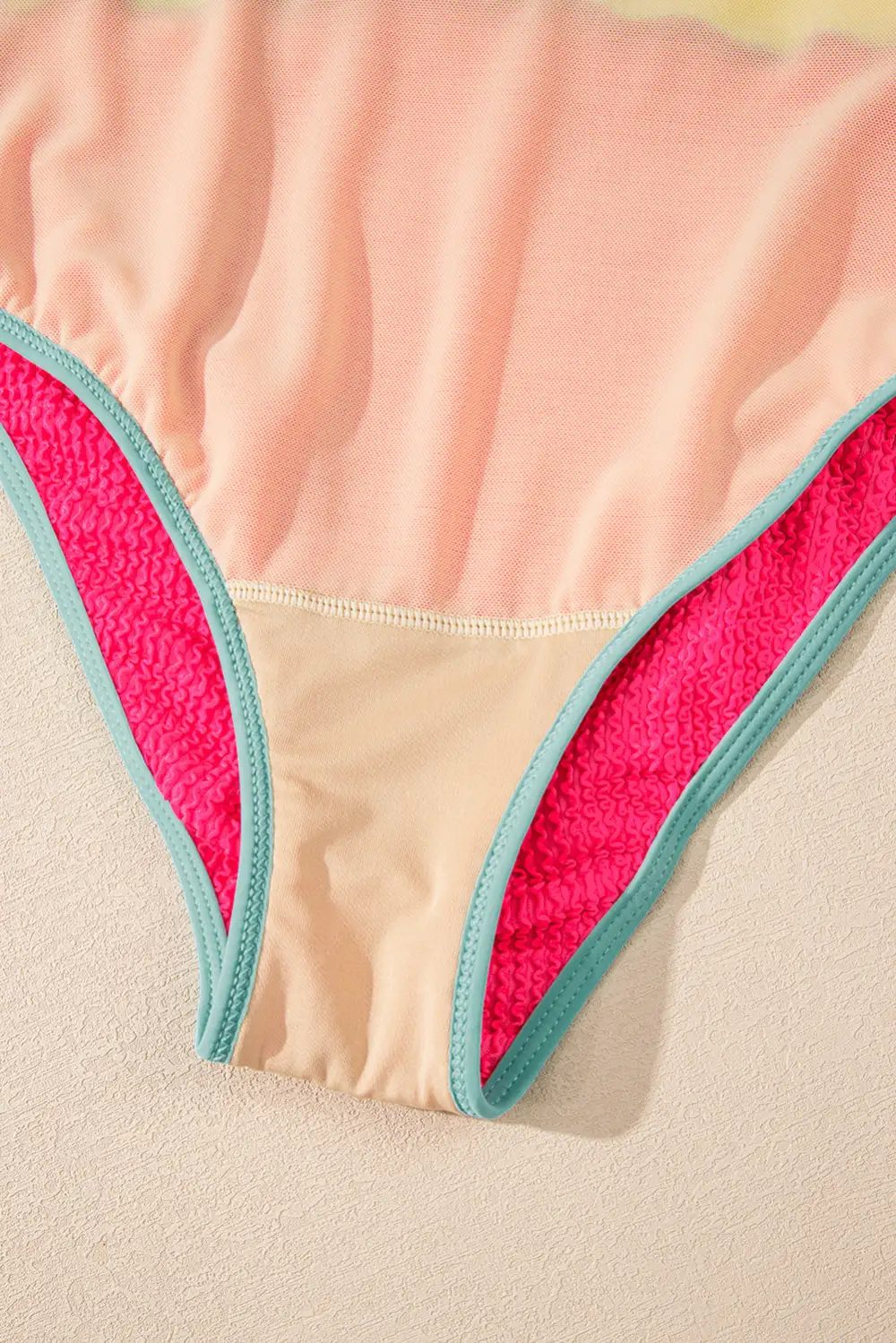 Iceland Textured Blocked Pattern One Piece Swimsuit