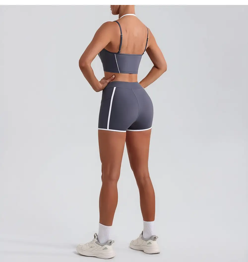 Contrast-Trim Backless Top and Shorts Active Set