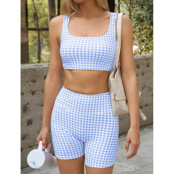 Women's Plaid Two-Piece Athleisure Set
