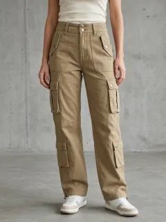 Flexible Utility Style Multi Pocket Finish Women's Multi Pocket Cargo Pants