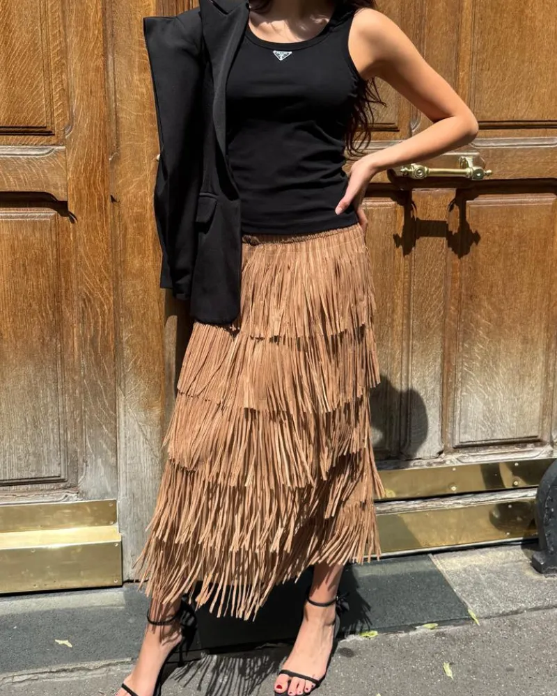 Easy Fit Tiered Midi Skirt