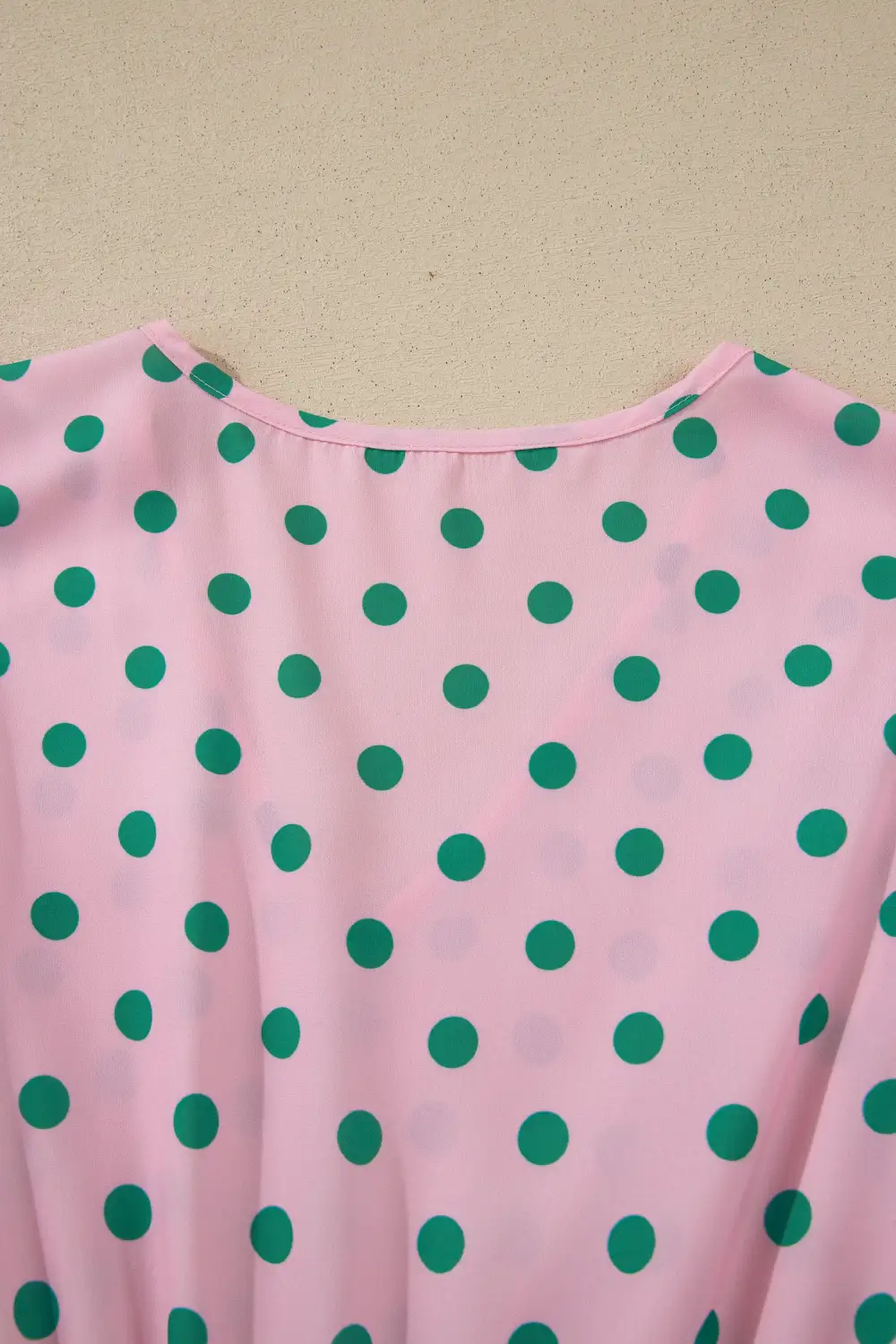 Ruffled V-Neck Dot Print Blouse
