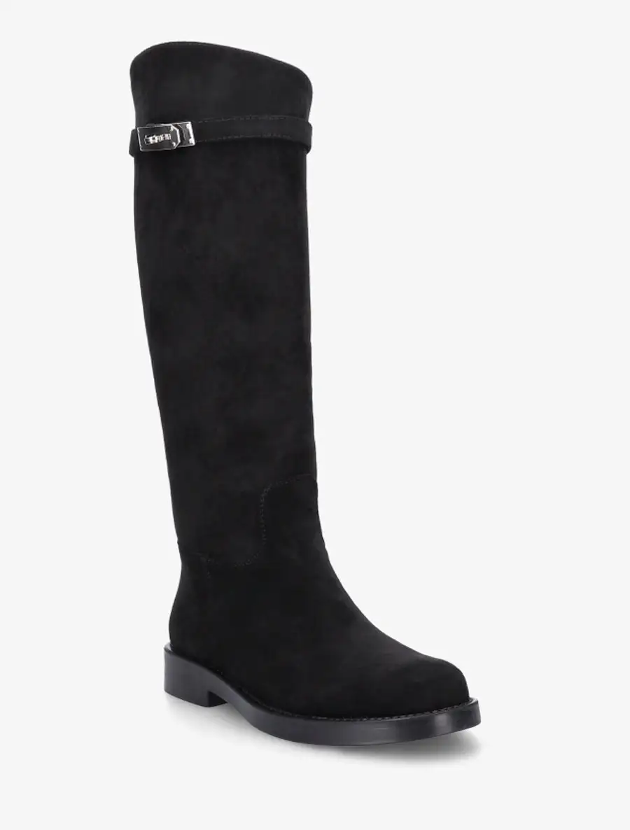 Modern Riding Strap Detail Buckle Detail Block Heel Knee High Boots
