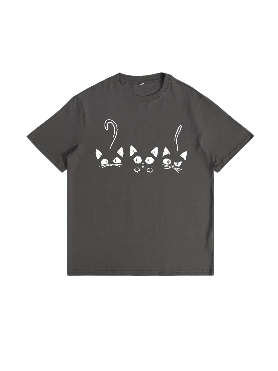 Women's Cat Peeking Graphic Short - Sleeve