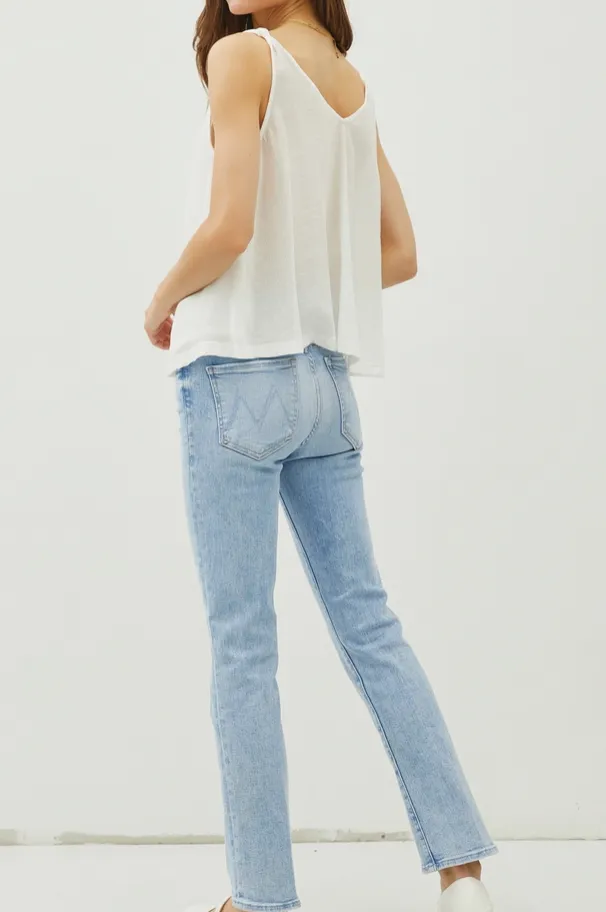 White Knot Oversized V-Neck Tank Top