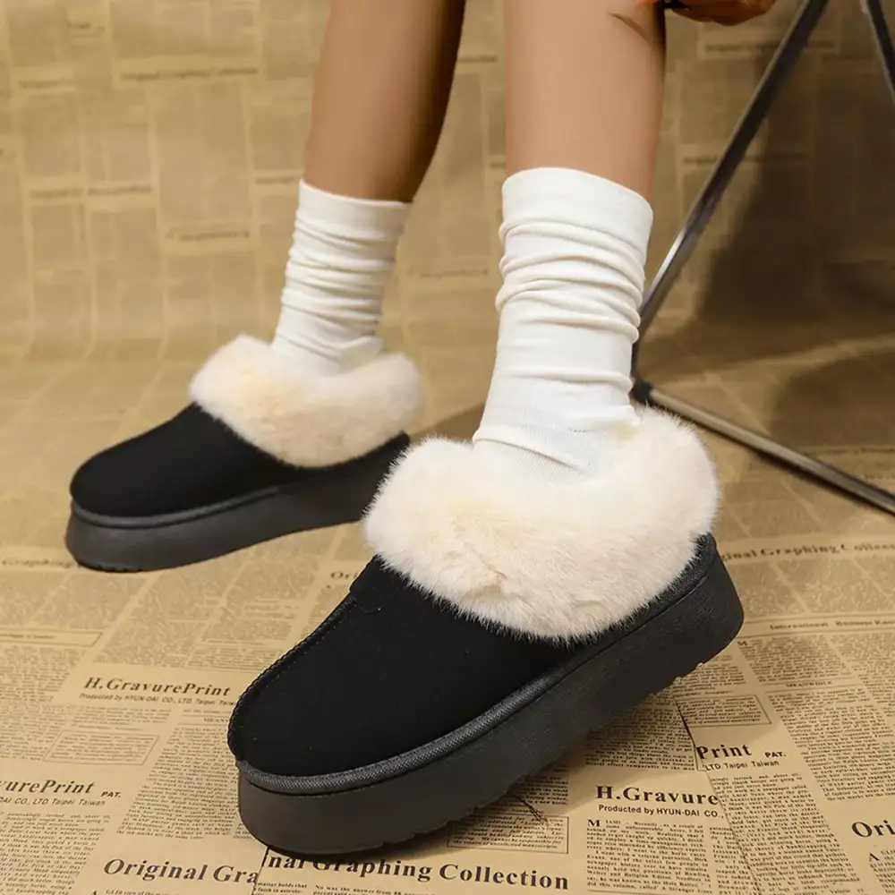 Fuzzy Platform Ankle Boots