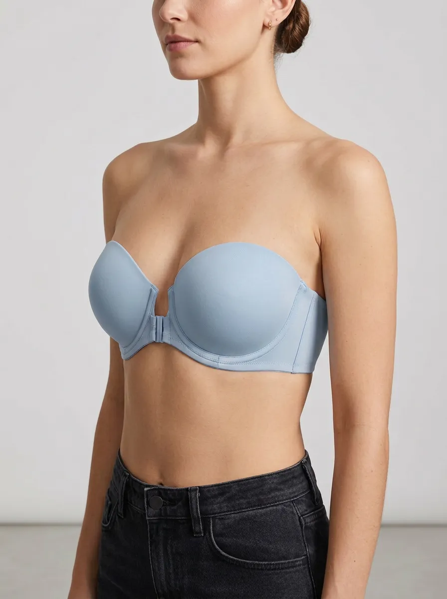 Women's Contoured-Cup Structured-Cup Front-Closure Strapless Bra