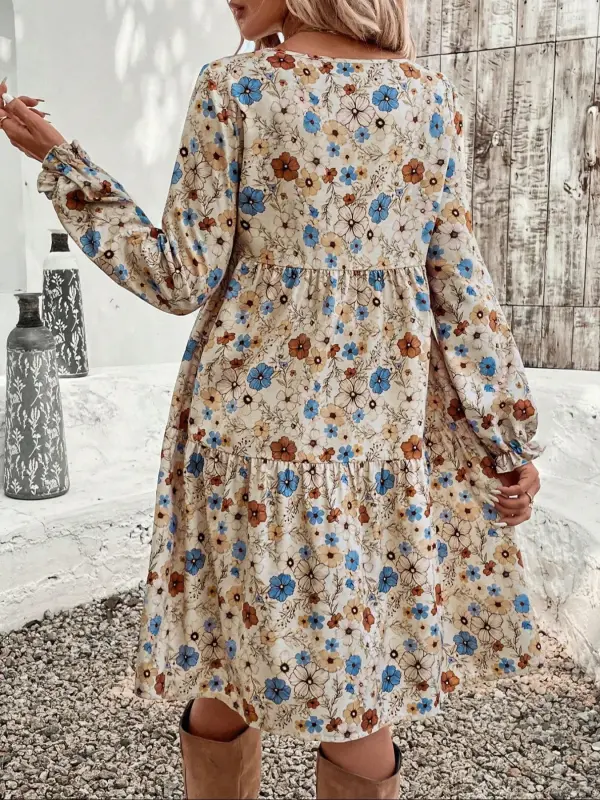 Polished Detail Floral Printed Tiered Dress
