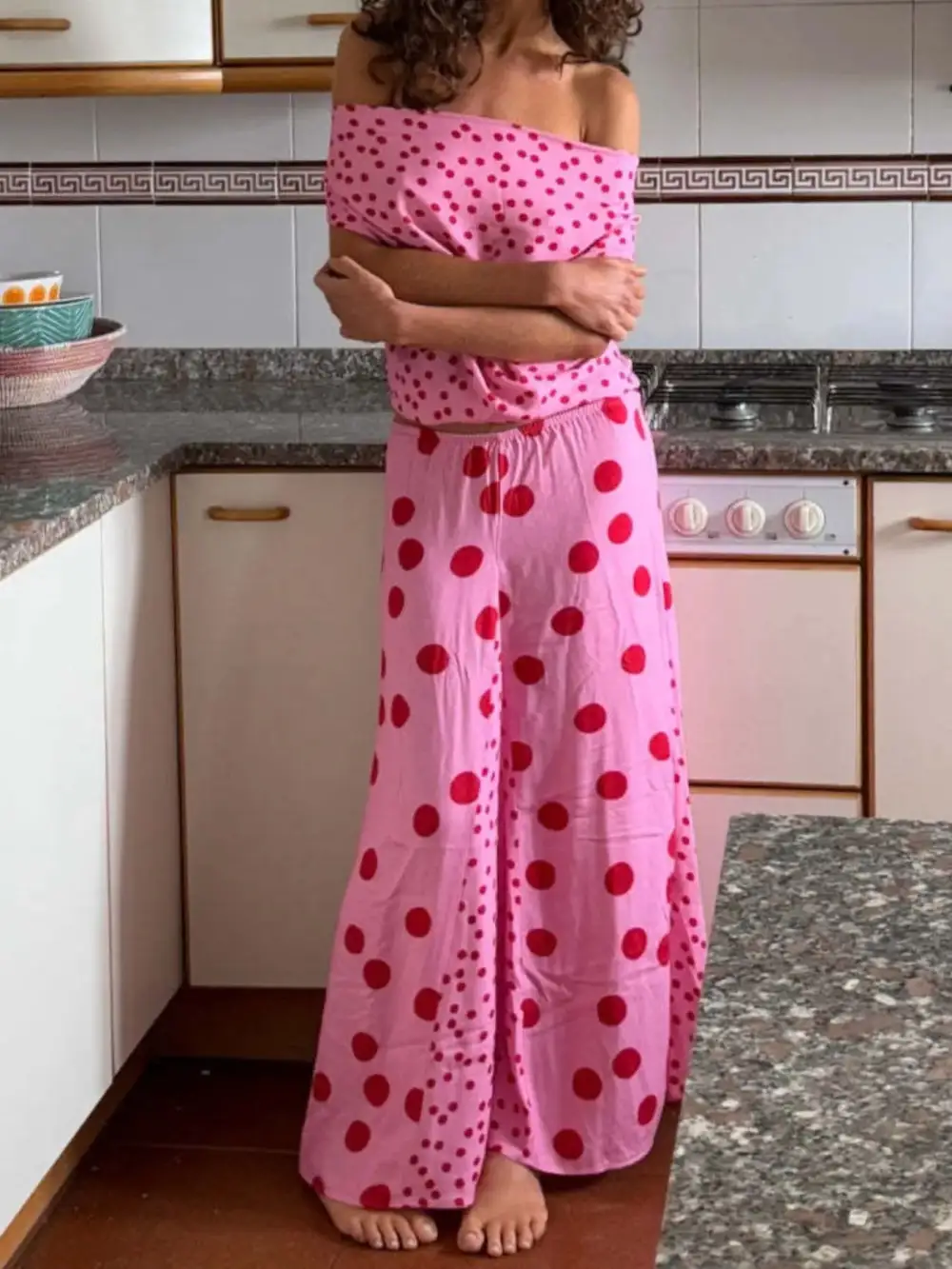 Sleek Polka Dot Detail Coordinated Set