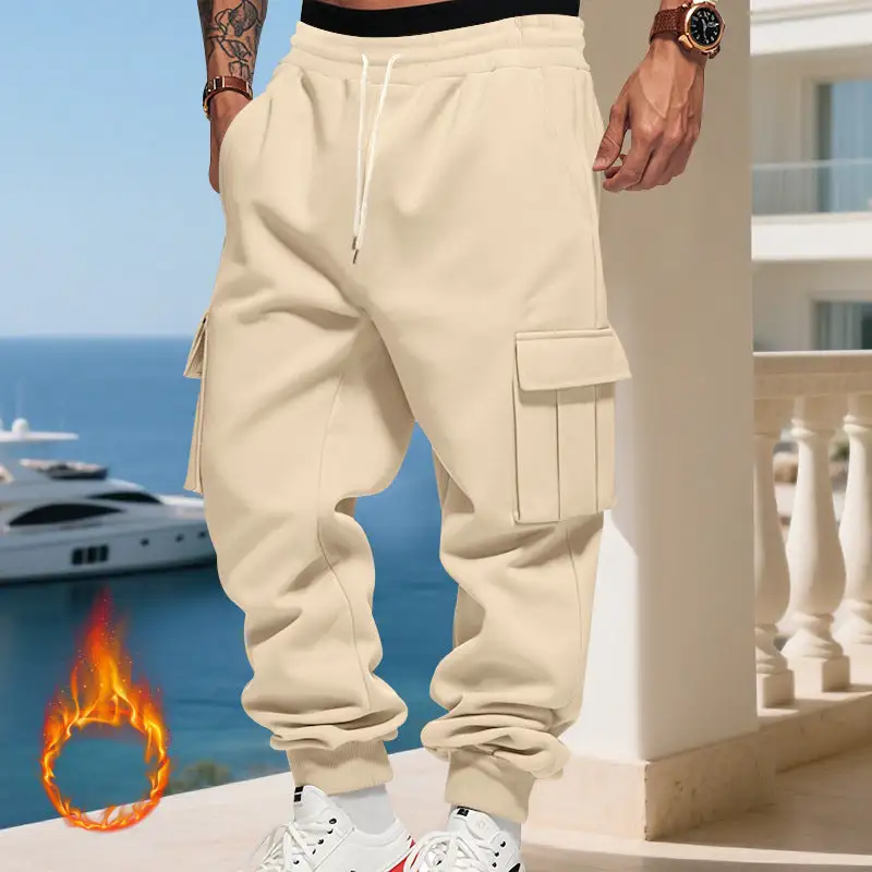 Men's  Thermal Cargo Pants Pockets Leg Cargo Pants