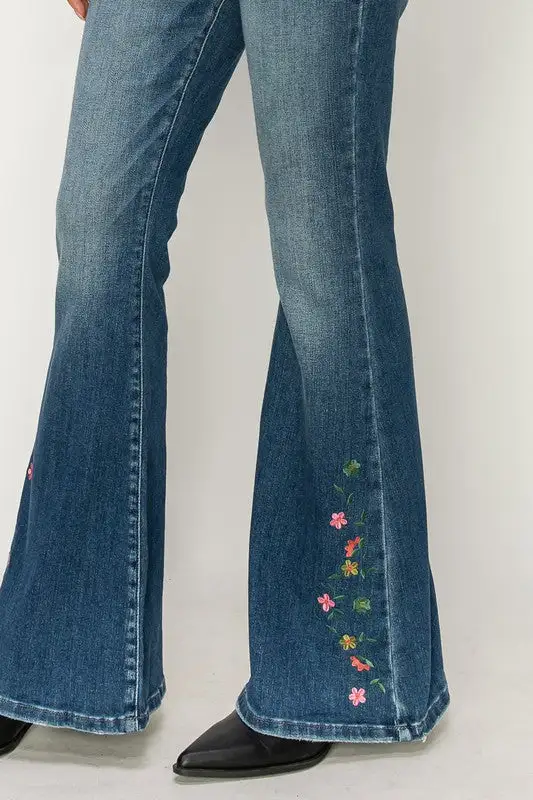 Versatile High Rise Flare Stretch Denim Jeans