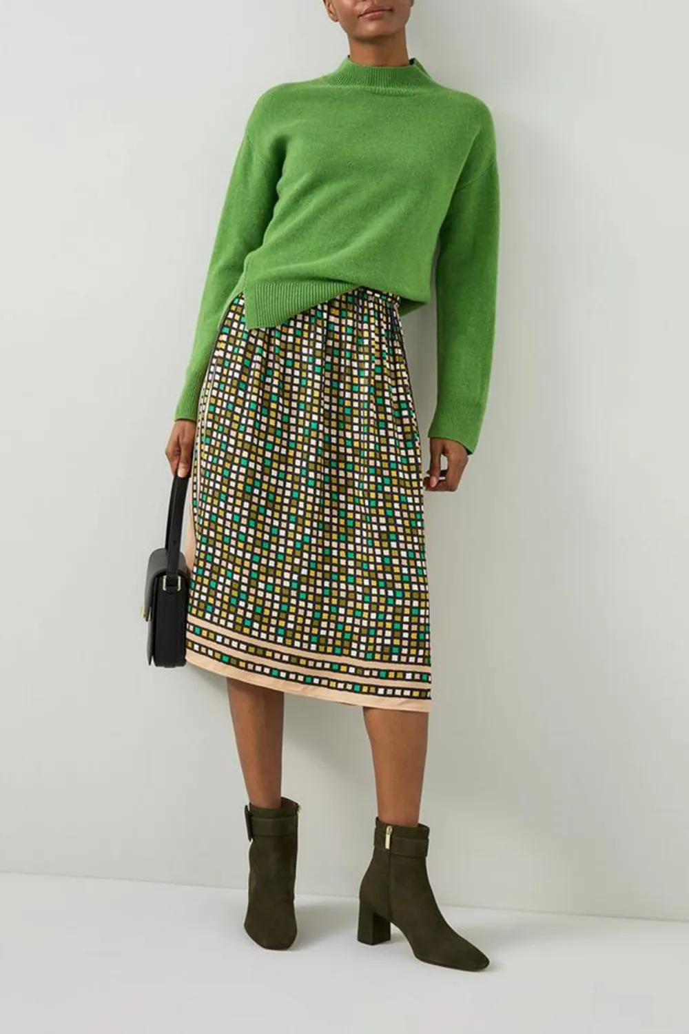 Colorful Geometric Print Midi Skirt