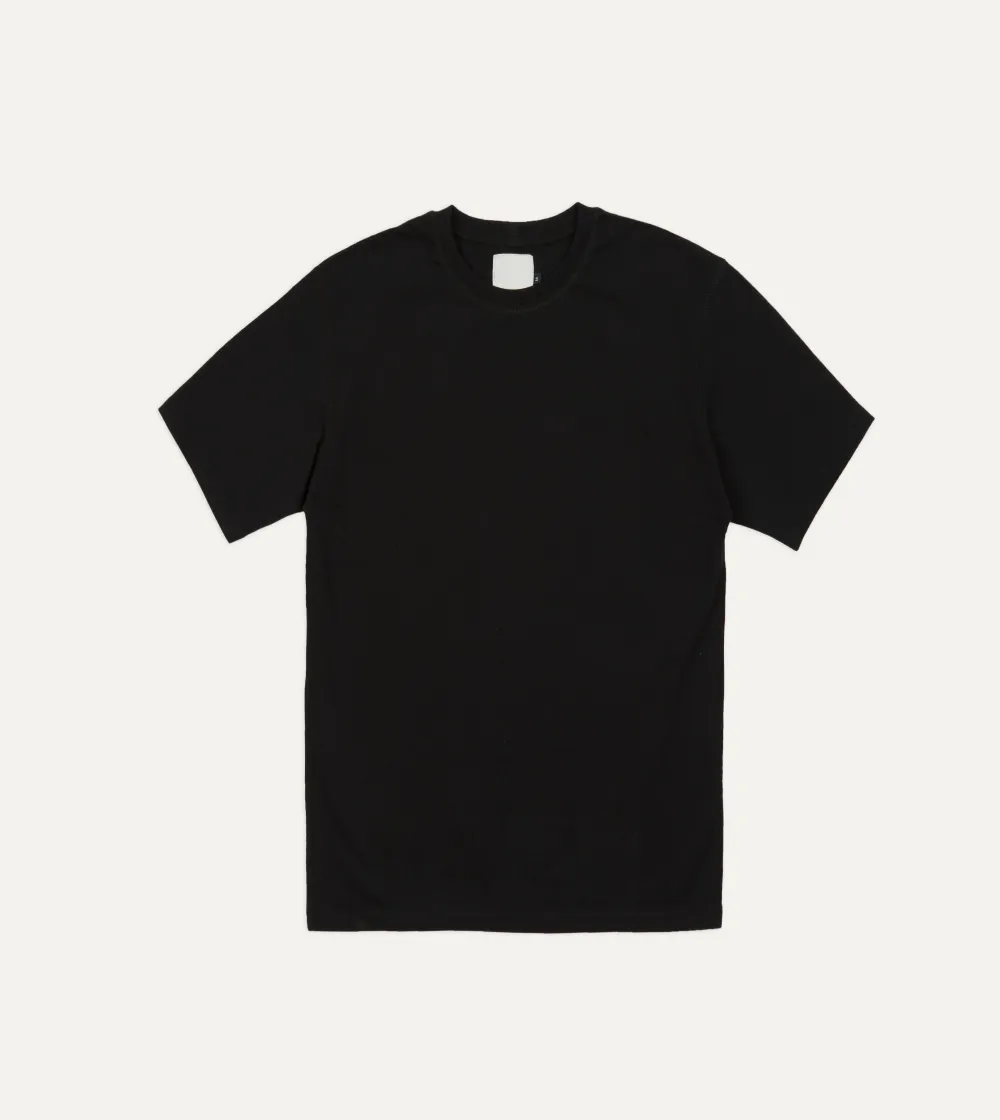 Casual Style Black Cotton Crew Neck Hiking T-Shirt