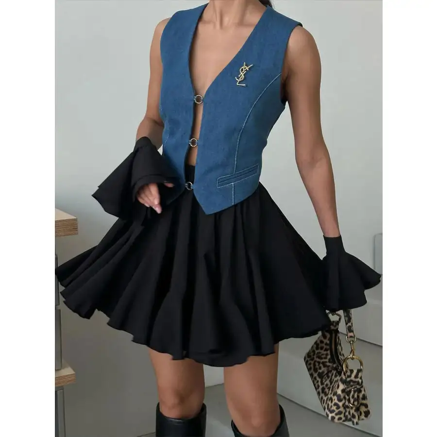 Elastic Waist Ruffled Hem Skirt