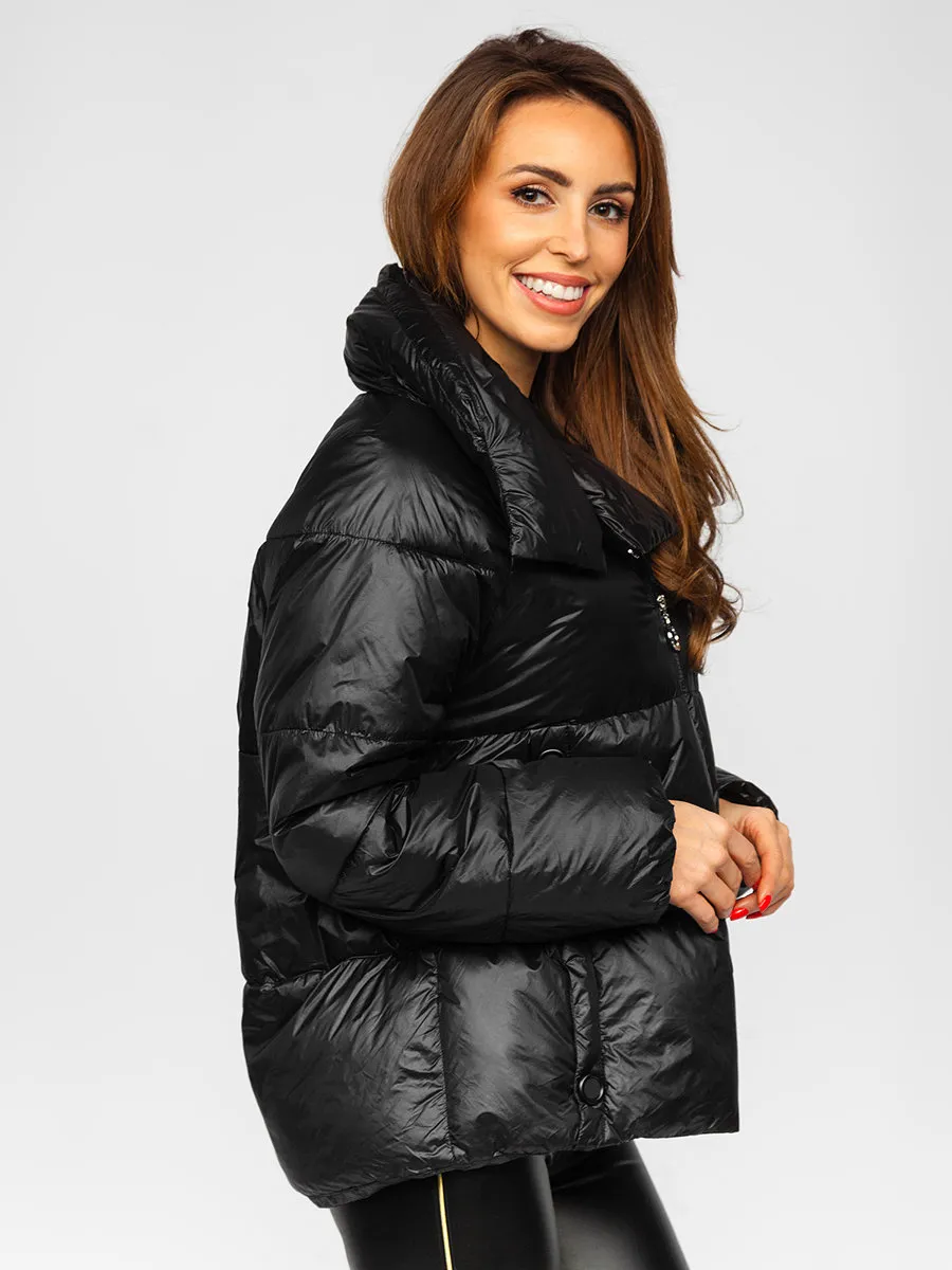Black women's quilted winter jacket