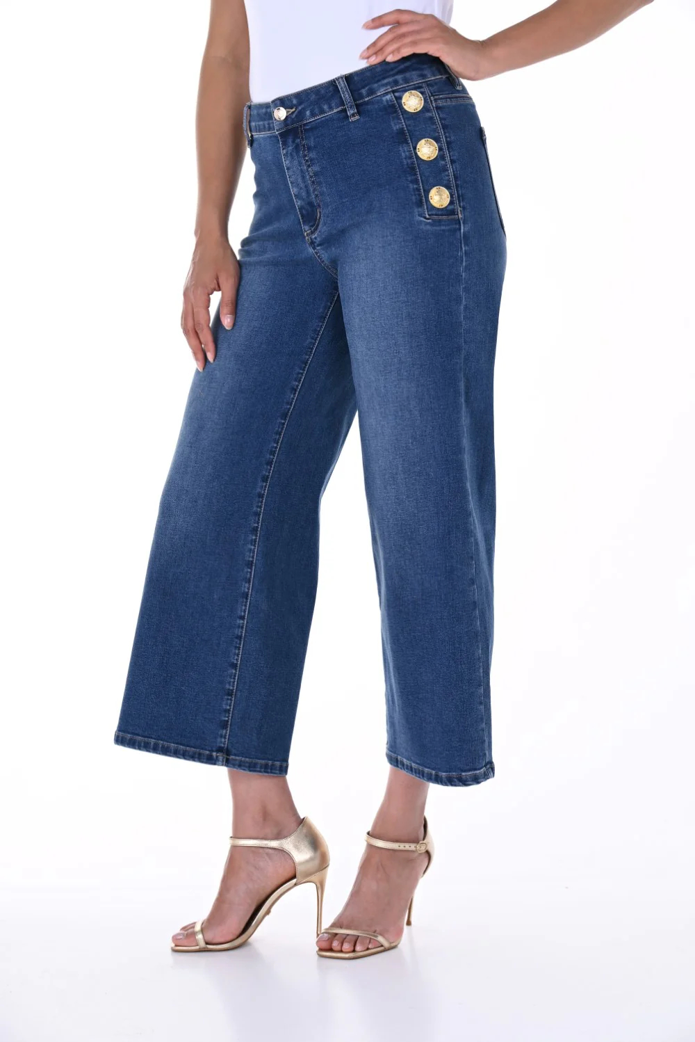 Blue Denim Jeans with Bottom Detail