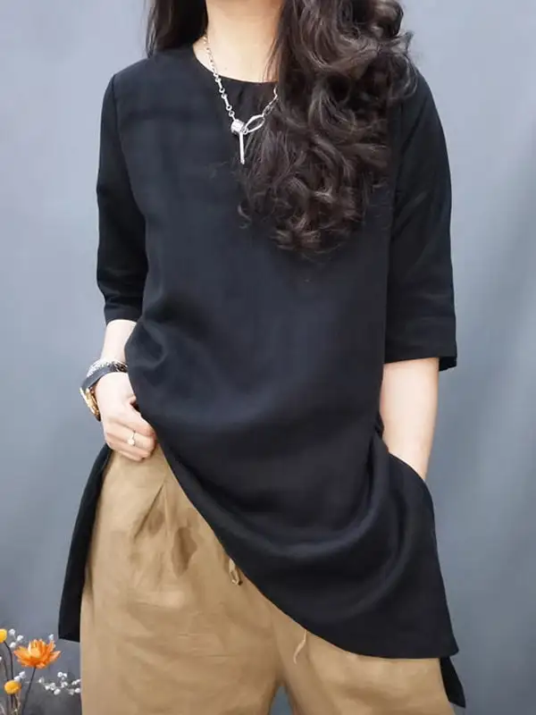 Half Sleeve Relaxed Round Neck Polyester T-Shirt