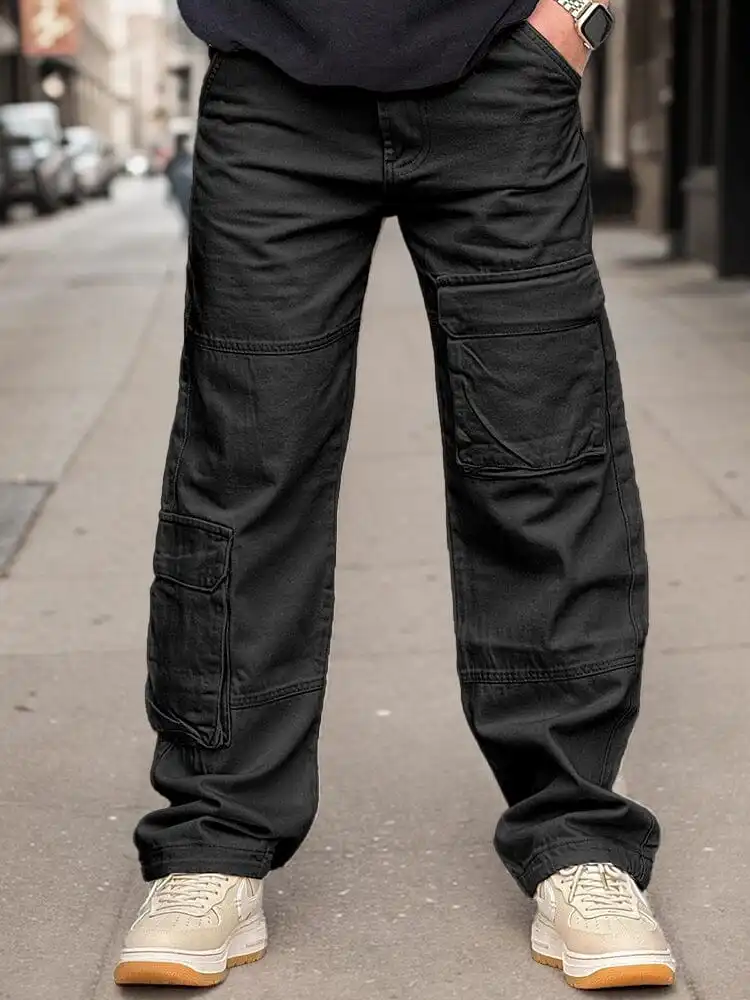 Cotton Straight Leg Cargo Pants