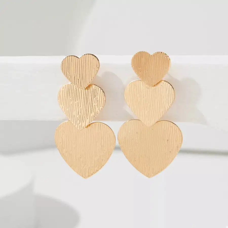 Golden Heart Dangle Earrings