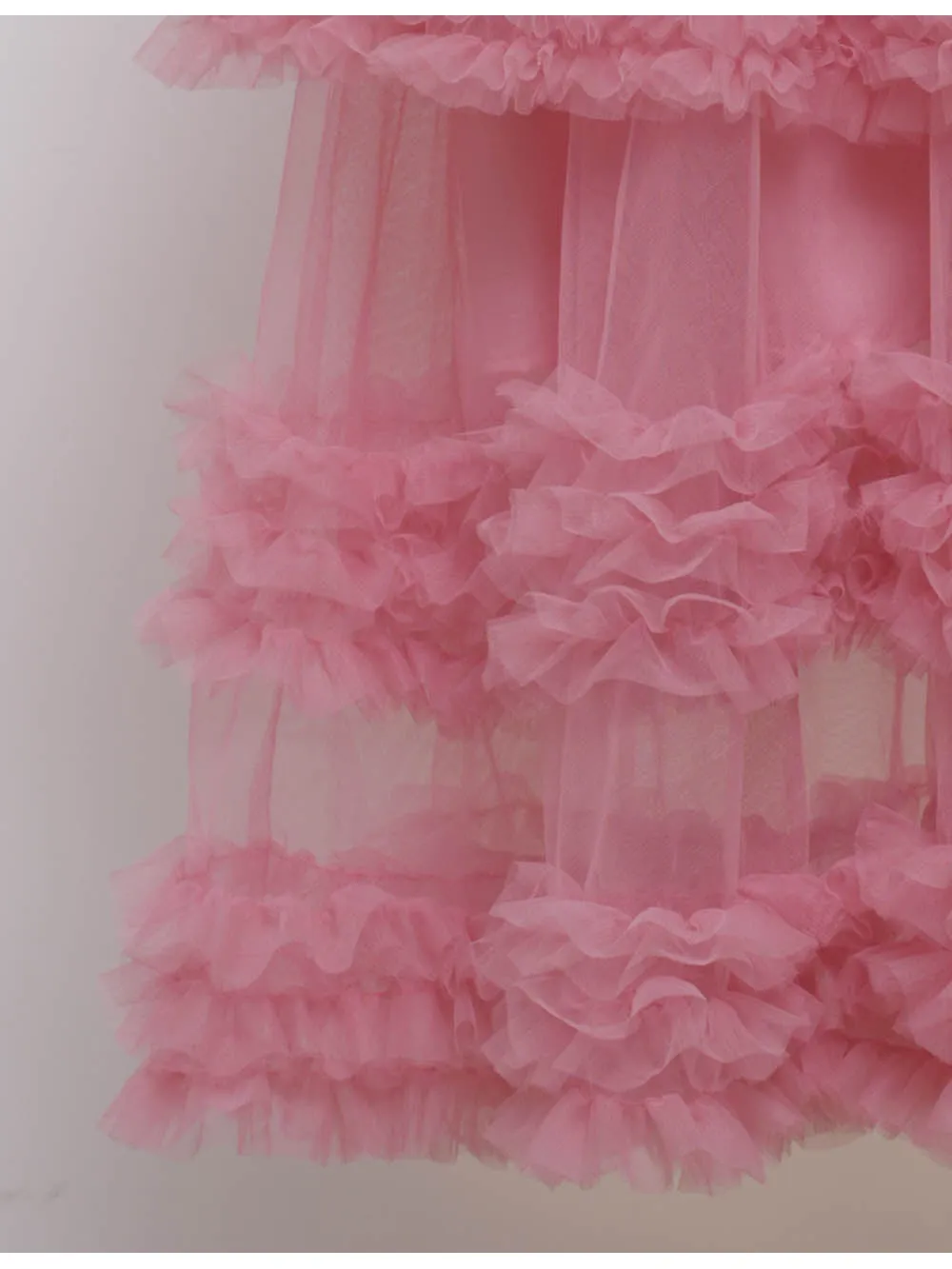 Layered Ruffle Sheer Mesh Elastic Waist Maxi Skirt