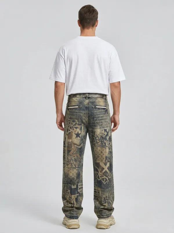 Men's Streetwear Graffiti Star Jeans