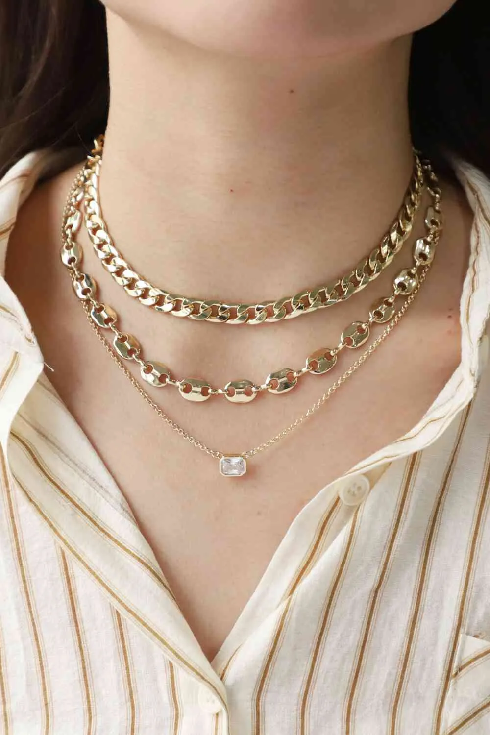Zircon Copper Necklace Three Piece Set