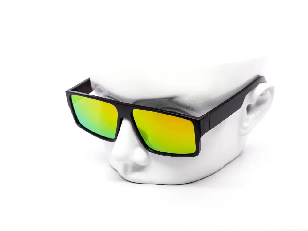 12-Pack All-Black Classy Wraparound Square Burnt Mirror Sunglasses