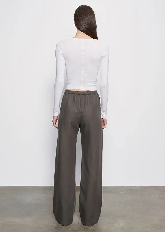 Baby Rib L/S Cropped Top Pearl Grey