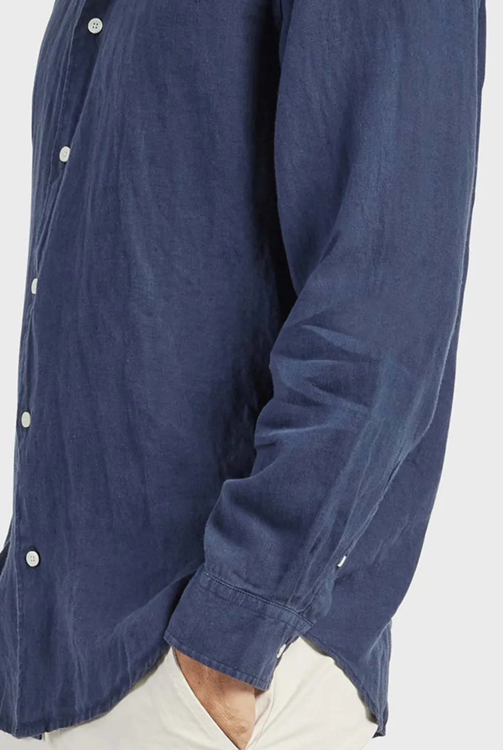 Plain Navy Linen Shirt