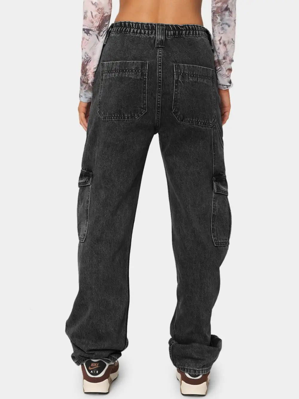 Laid-Back Washed Pocketed Stretch Straight Leg Jeans