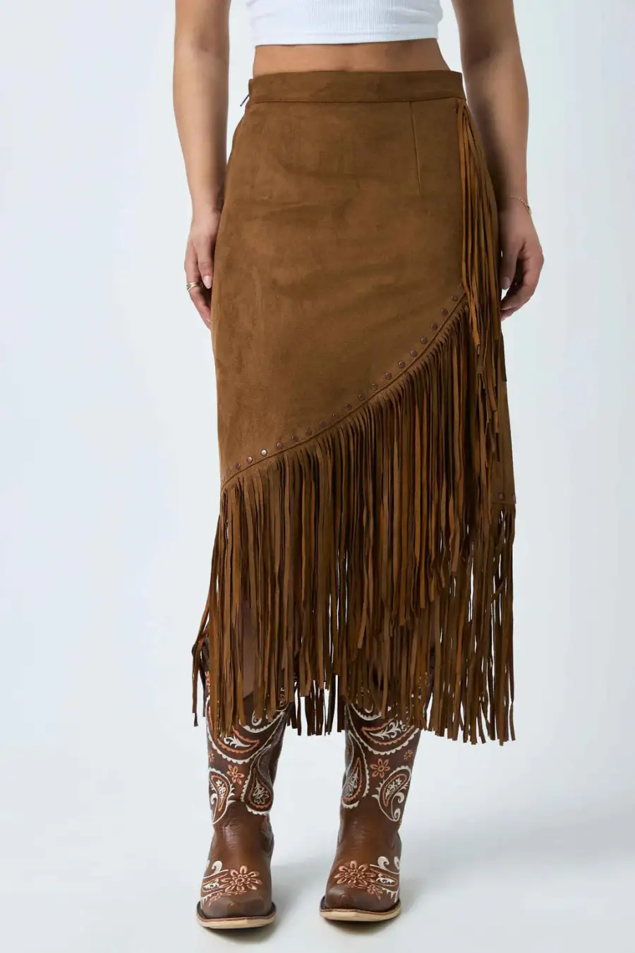 Women's Suede Fringe Skirt