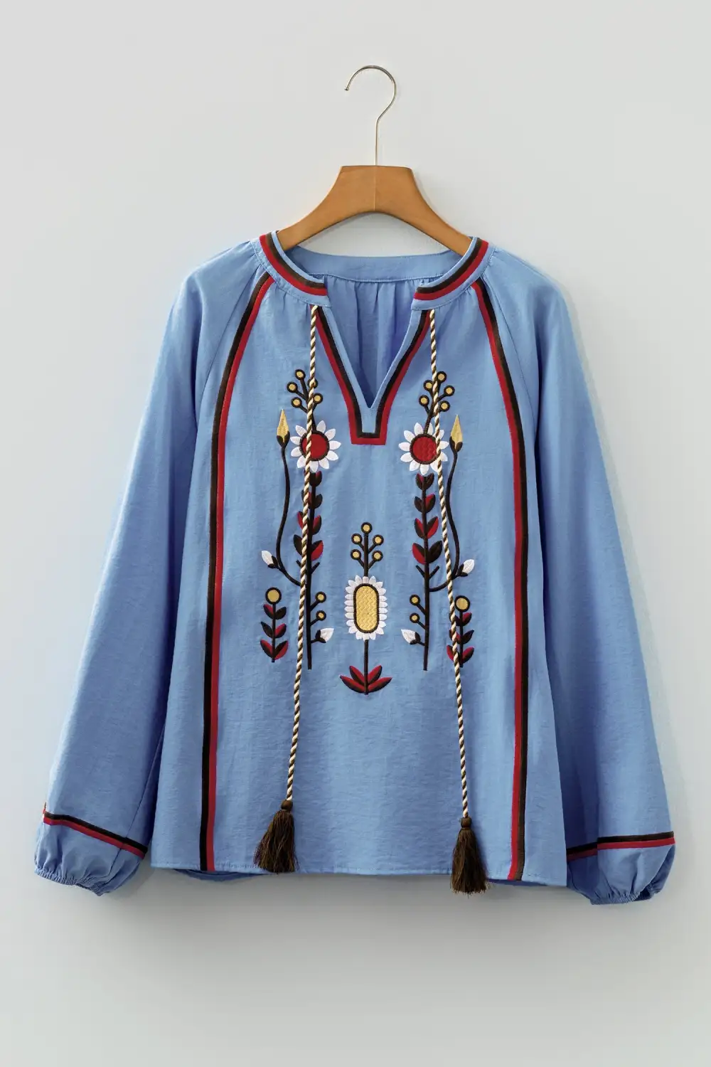 Floral Embroidered Puff Sleeve Blouse