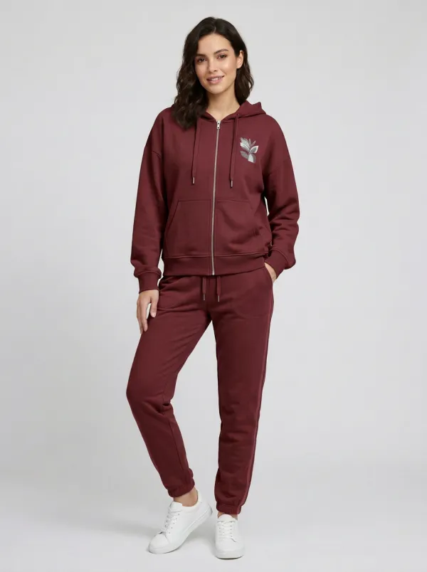 Women's Sage Green Kangaroo Pocket Zip-Up Hoodie Jacket & Jogger Set