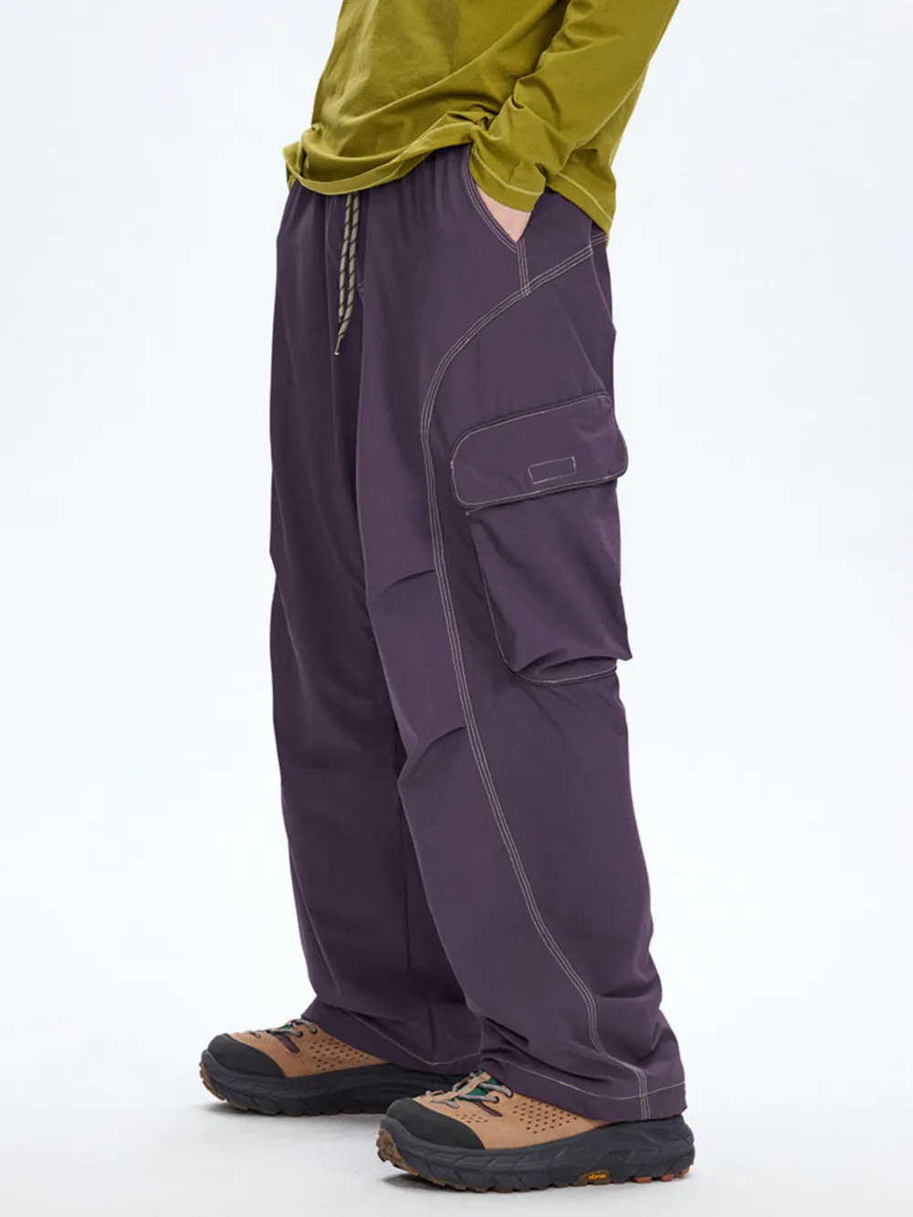 Water-Resistant Drawstring Reflective-Detail Cargo Pants