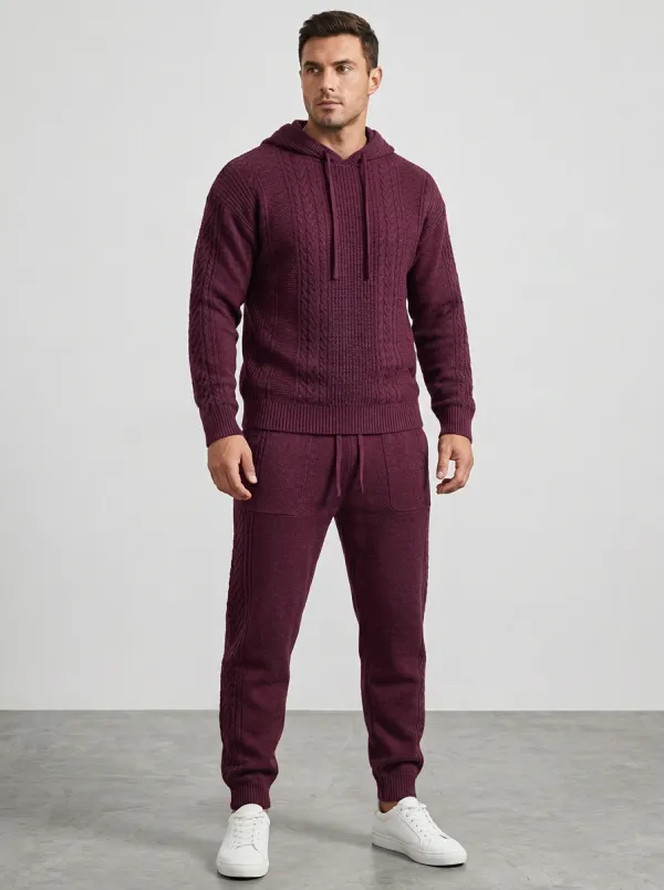 Refined Utility-Look Men's Knit Hoodie Jogger Set