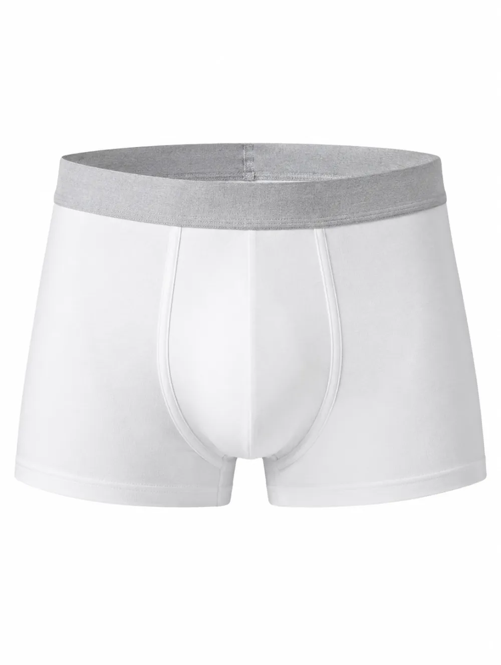 Men's Minimalist Solid White Grey Waistband Printed Boxer Briefs