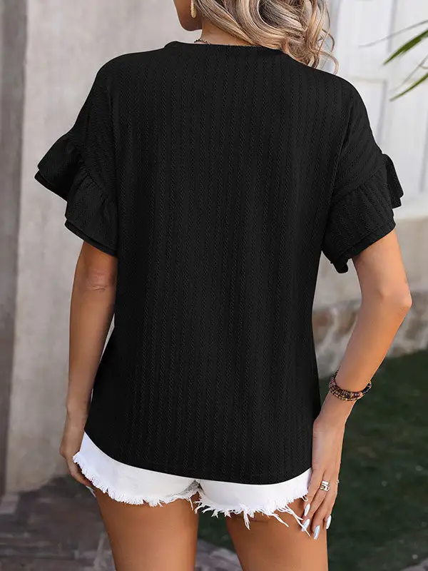 Wrap Falbala Round Neck T-Shirt