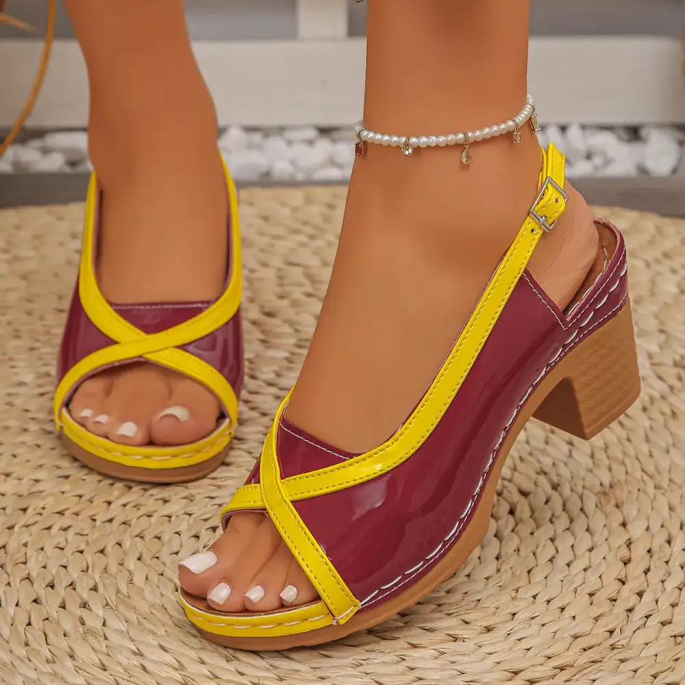 Minimal Open Toe Block Heel Sandals