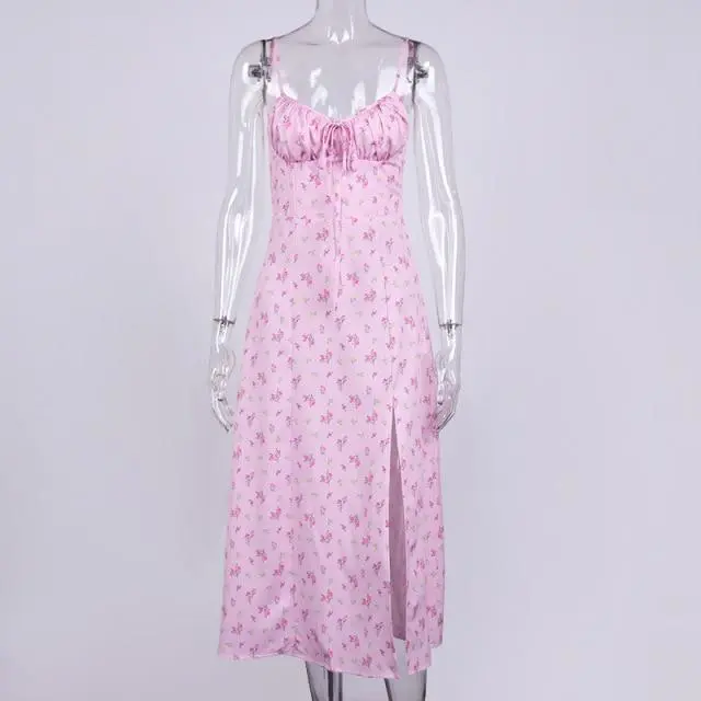 Luludress 2025 Vintage Spaghetti Strap Burgundy Floral Sundress