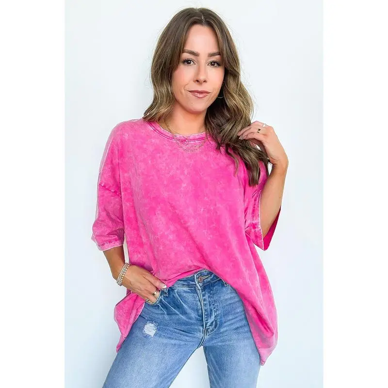 6PACK-Mineral Wash Oversized Top - BACK IN STOCK