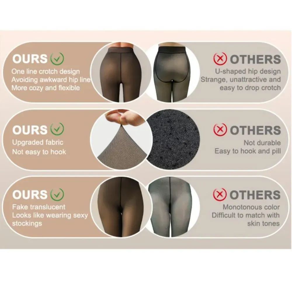 WOMEN'S MAGIC FLEECE LINED LEGGINGS • CLOSED FOOT - Fleece Tights Available in Plus Size