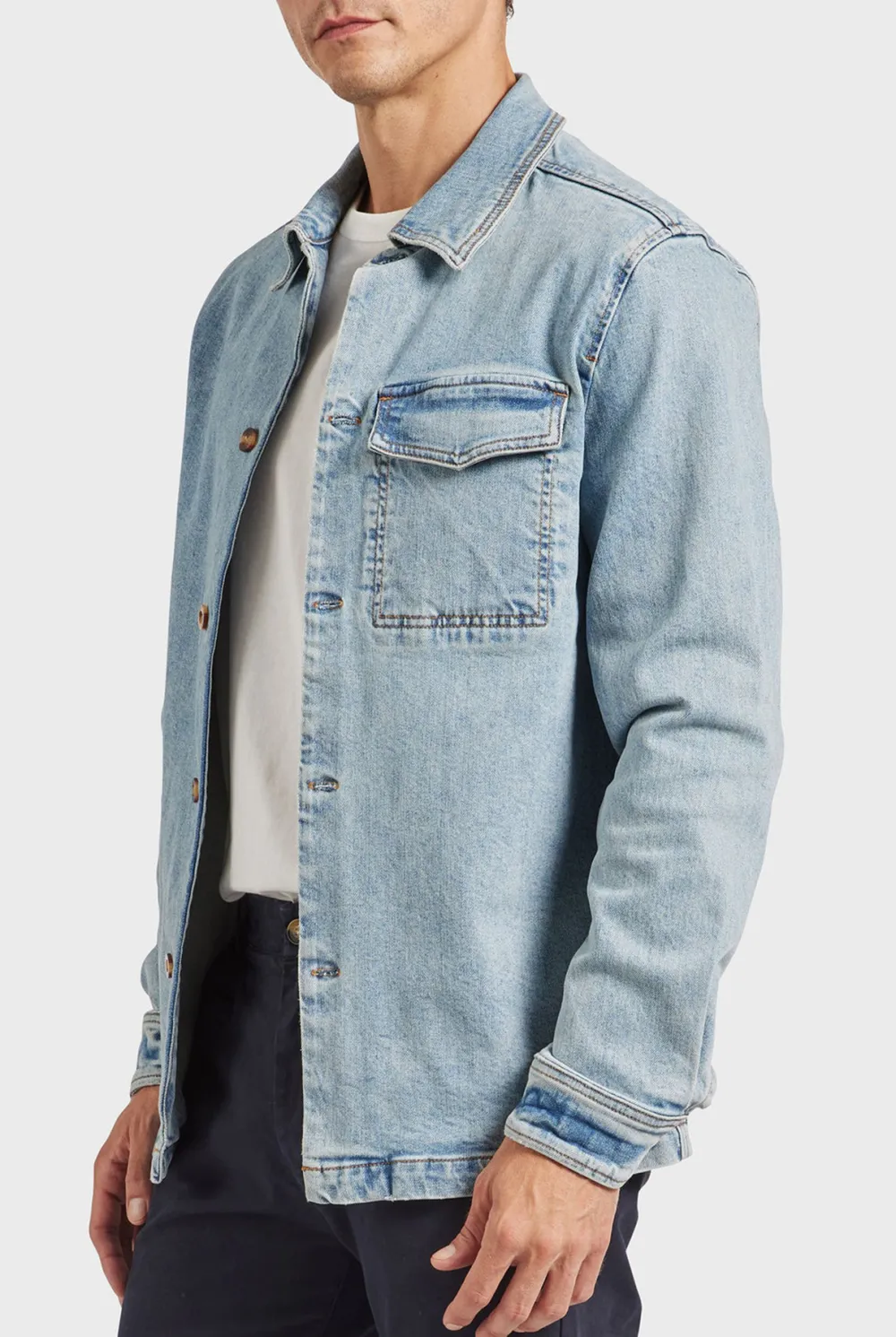Light Blue Denim Button Down Overshirt