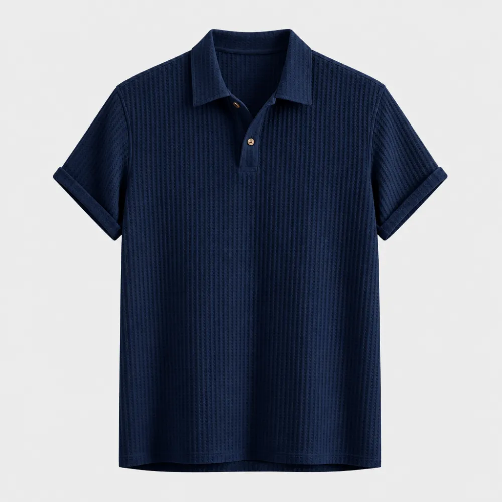Men’s Waffle Textured Short Sleeve Polo Shirt