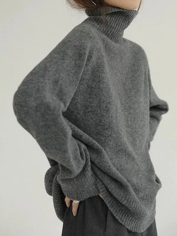 Casual High Neck Long Sleeve Relaxed Fit Easy Fit Sweater