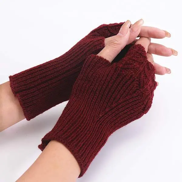 Knitted Warm Half Finger Mitts 11295498C