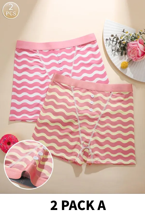 Women's Striped Print Boyshorts, Casual Comfy Breathable Panty for Daily Wear,