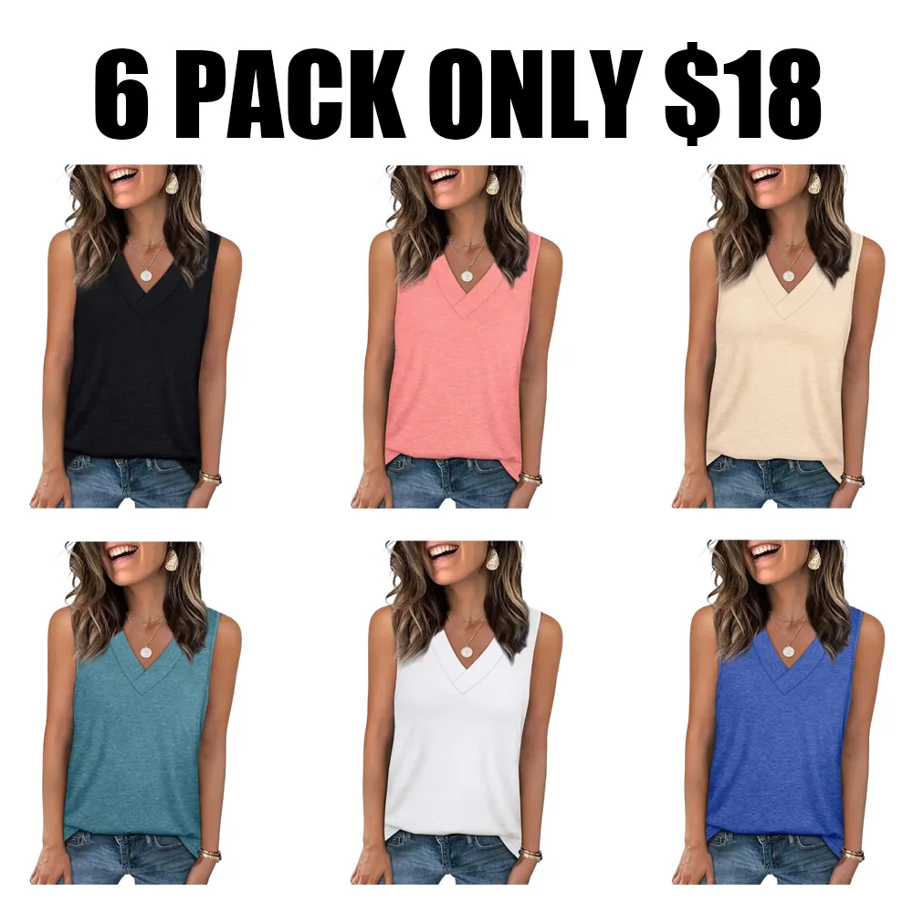Women's 2026 V Neck Tank Tops Summer Sleeveless Loose Fit Basic Tee Trendy Casual Fashion Tops
