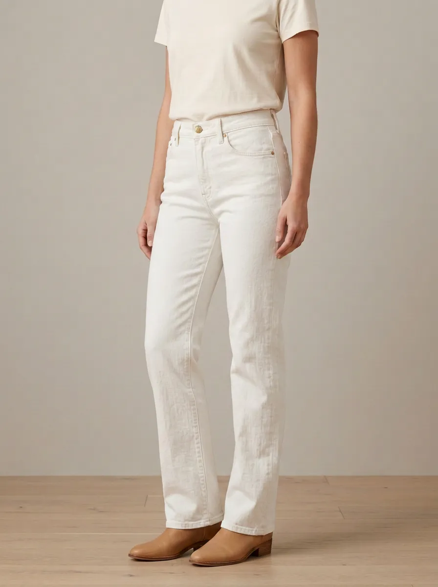 Simple High-Rise Straight-Leg Denim Jeans