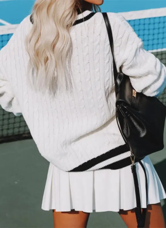 Color Block V-Neck Casual Sweaters