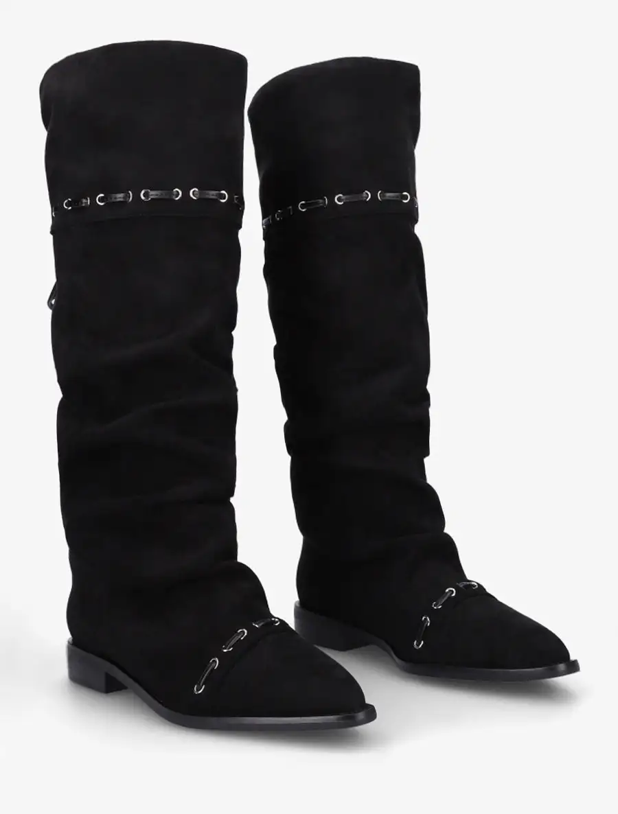 Classic Everyday Block Heel Faux Suede Knee High Boots